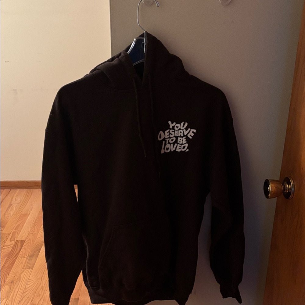 Brown Graphic Pullover Hoodie with Positive Chest Message